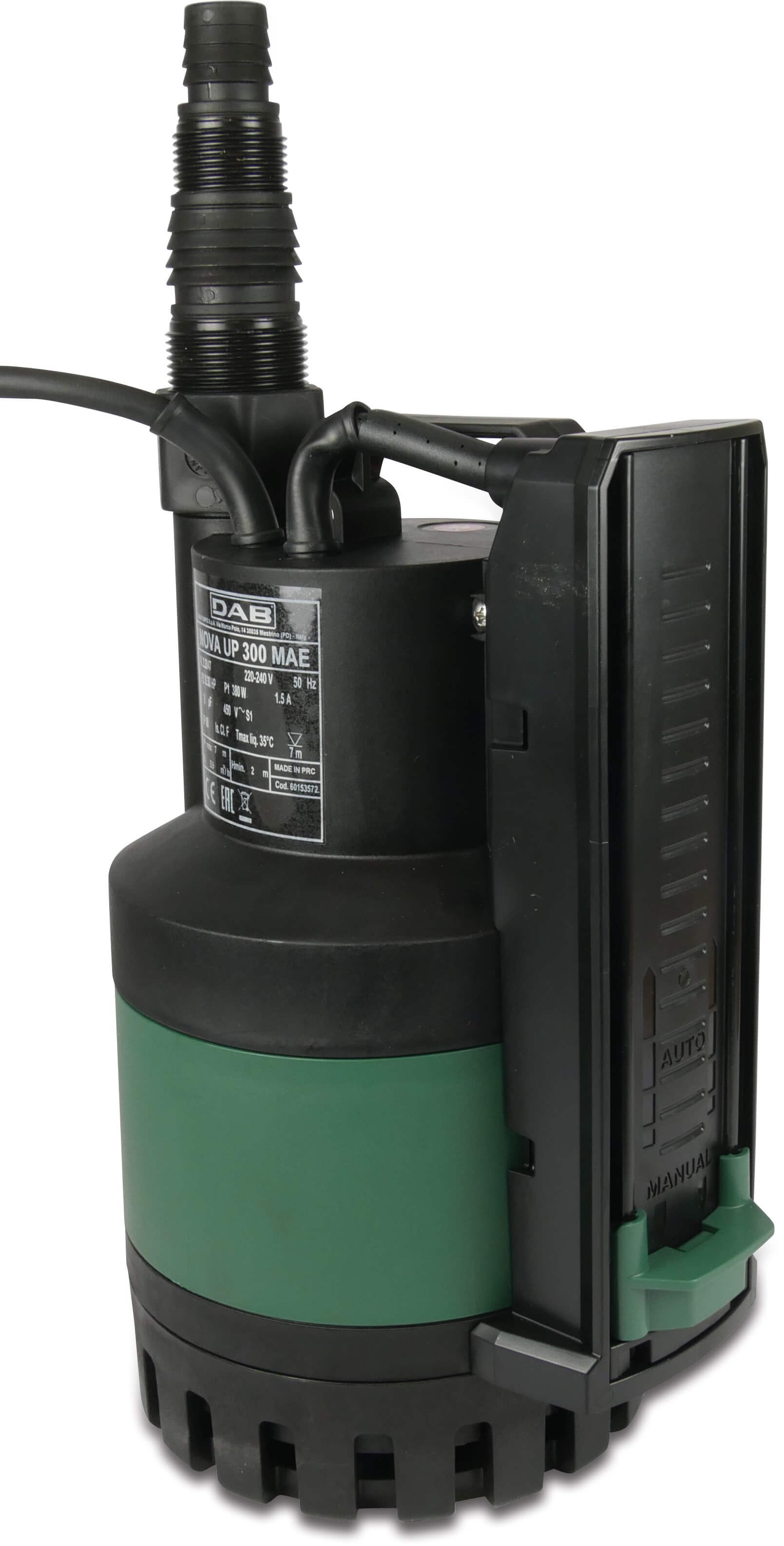 DAB Dränkbar pump förstärkt plast 1" utvändig gänga 1,5A 230VAC type Nova UP 300 M-AE