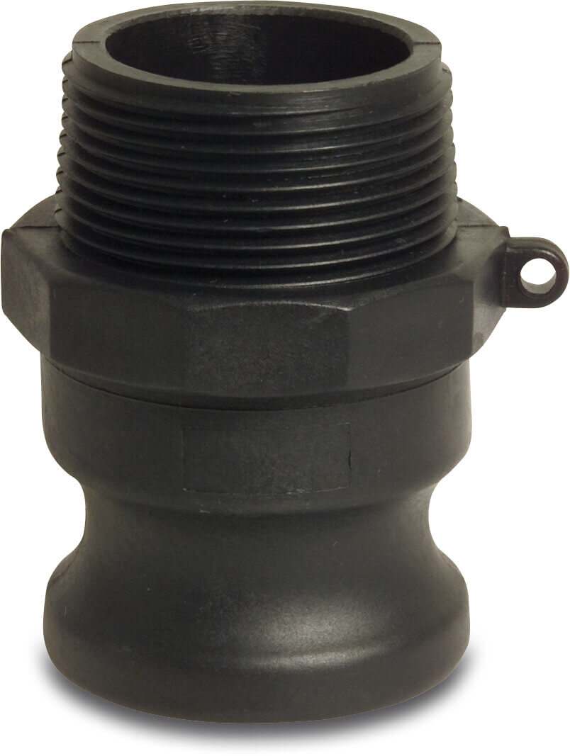 Snelkoppeling PP 1 1/2" V-deel Camlock x buitendraad 6bar zwart type Camlock F