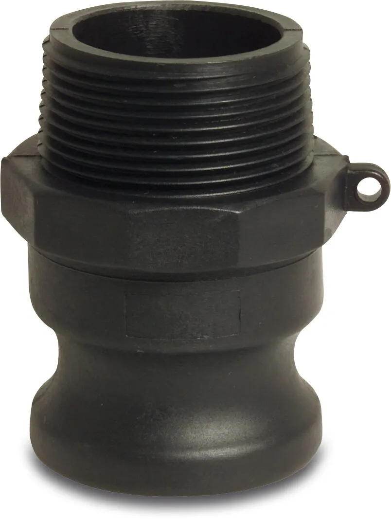 Snelkoppeling PP 1 1/2" V-deel Camlock x buitendraad 6bar zwart type Camlock F