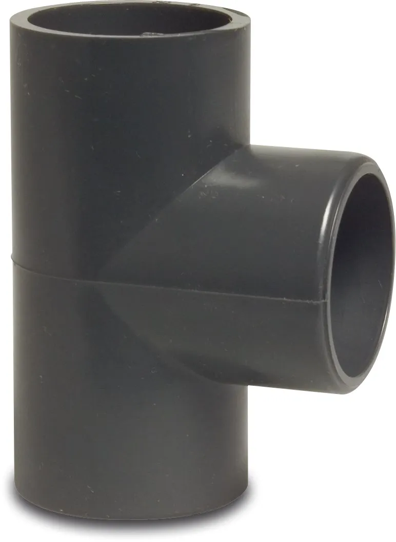 T-stuk 90° PVC-U 20 mm lijmmof 16bar grijs