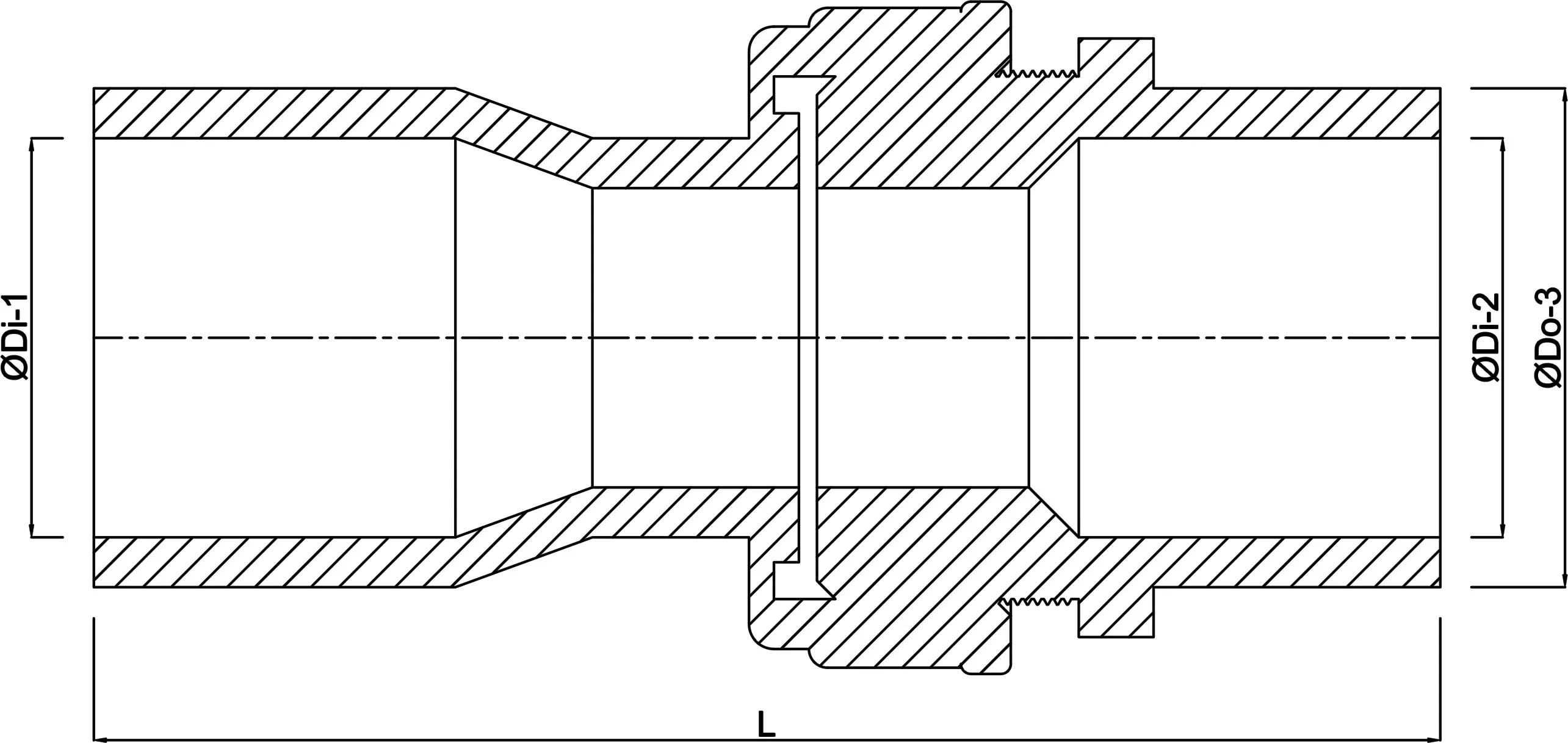 VDL Verschraubung PVC-U 32 mm x 32/40 mm Klebemuffe x Klebemuffe/Klebestutzen 7,5bar Grau