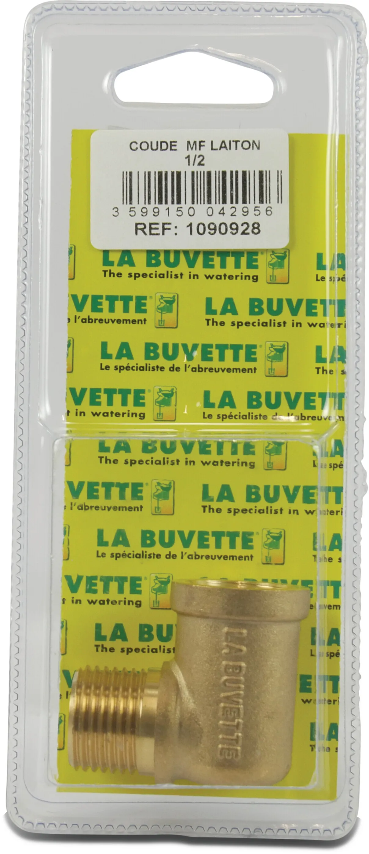 La Buvette Aansluitknie messing 1/2" binnen x buitendraad in blister (1090928)