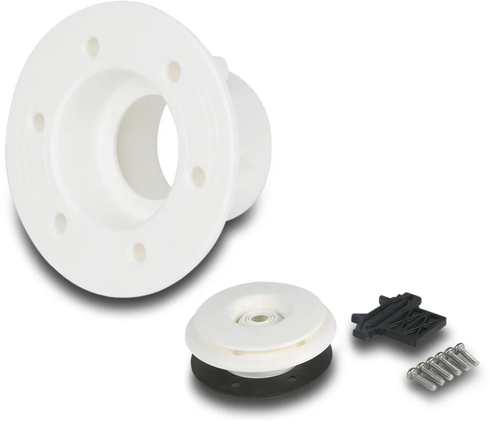 Ocean Inlaatbevestiging ABS 2" x 50/63 mm buitendraad x lijmmof/spie wit Roestvrij stalen inzetstukken A4 type Standard met RVS M5 draad