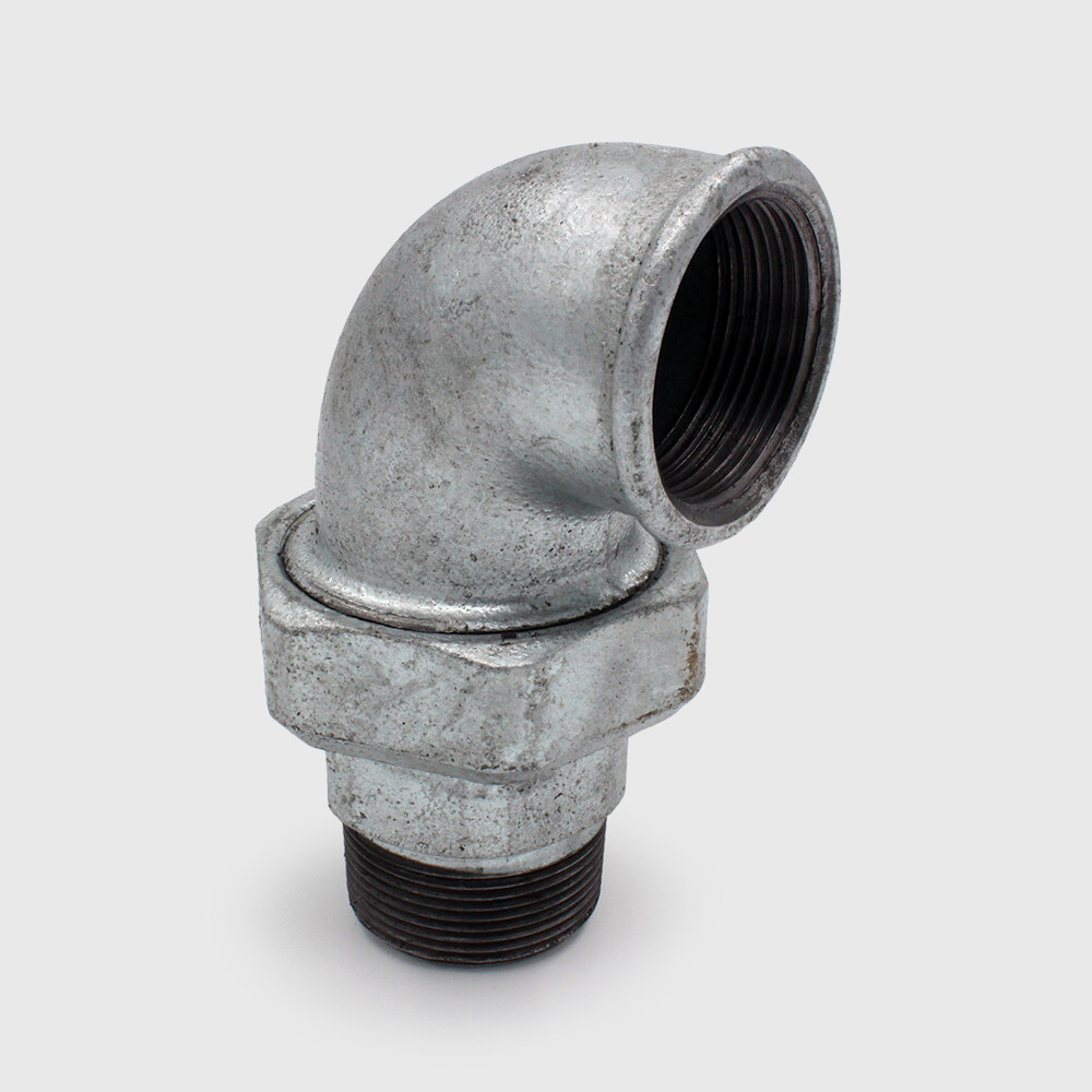Profec Nr. 97 Union elbow 90° cast iron galvanised 2" female thread x male thread 25bar DVGW type flat