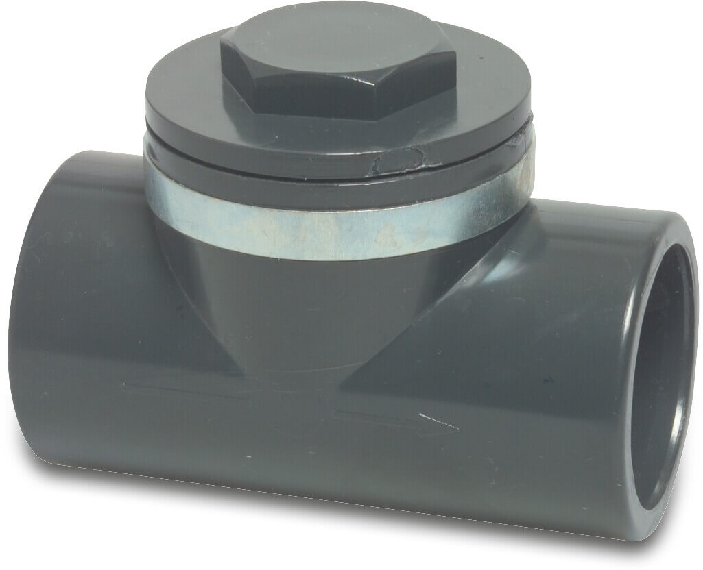 Clapet anti-retour PVC-U 32 mm collage femelle 10bar gris type CARF L1
