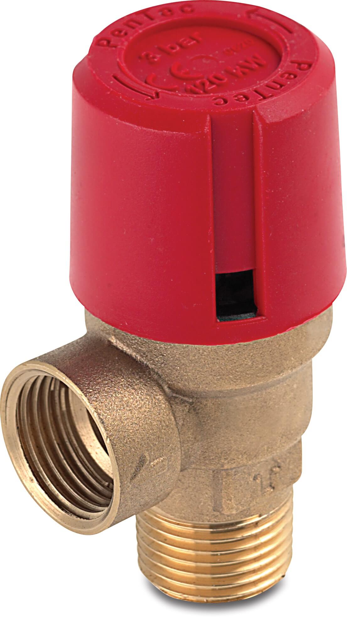 Bonfix Safety valve brass 1/2" male thread x female thread 3bar