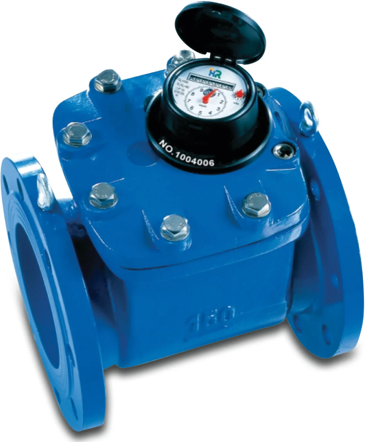 Azud Water meter brass DN50 flange 40m³/h blue type Woltman horizontal with pulse option