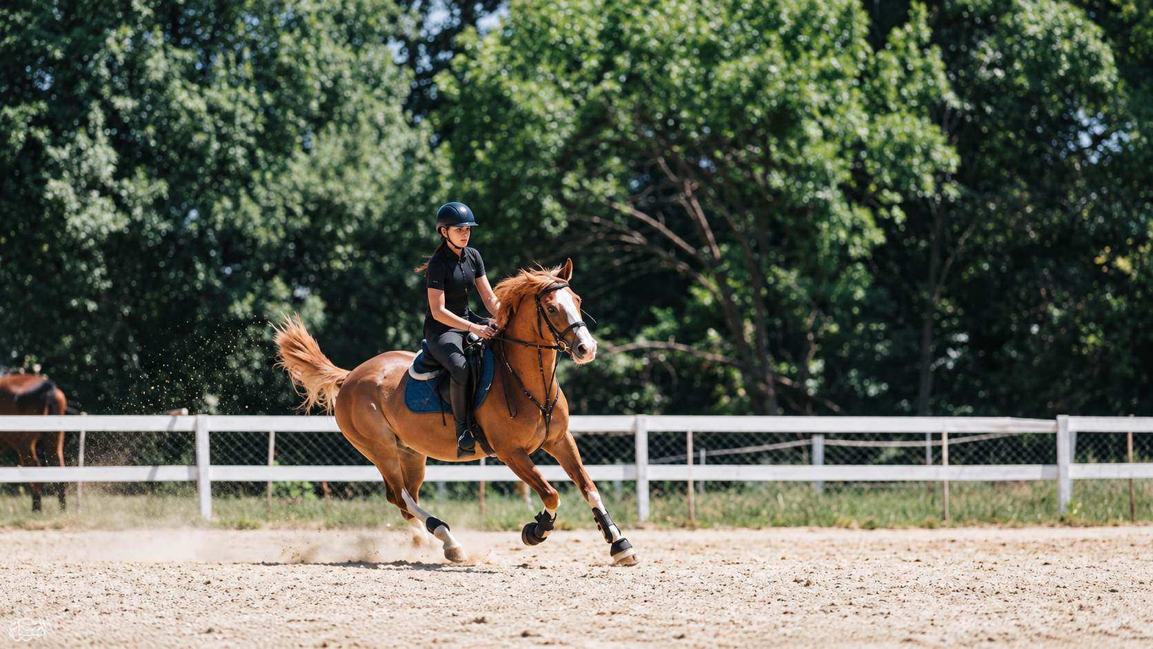 Horse and equestrian arena