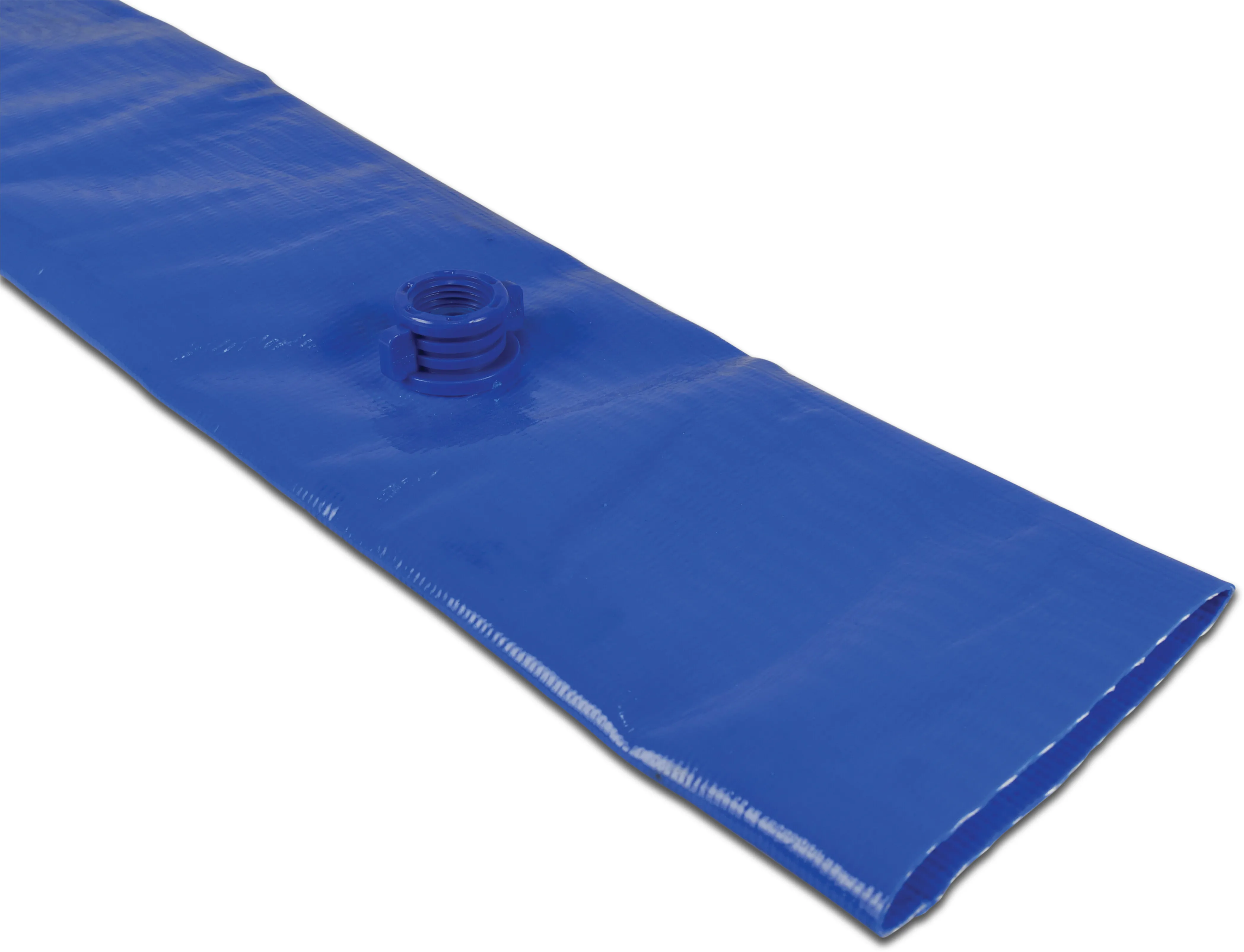 Flachschlauch PVC 76 mm 4bar 1/2" Dunkelblau 100m type mit vorgefertigten Abgängen 100 cm