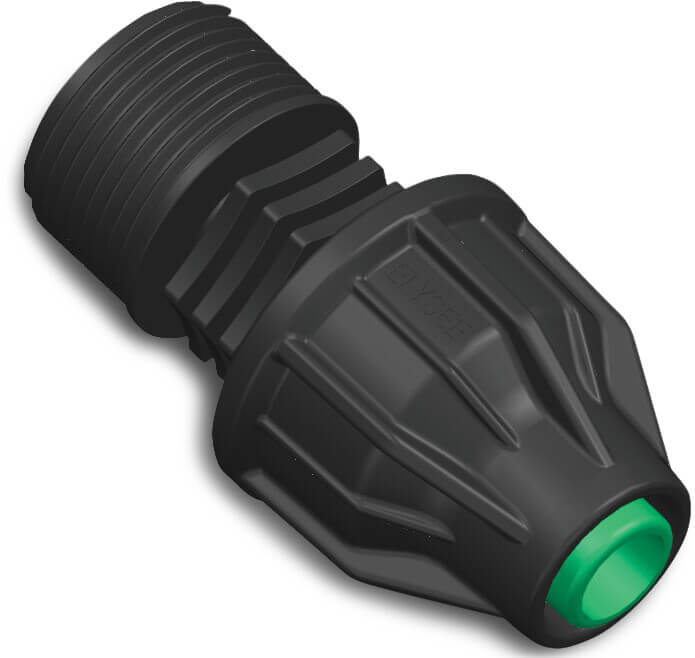 Adaptor PP 20 mm x 1/2" lock x male thread 4bar black