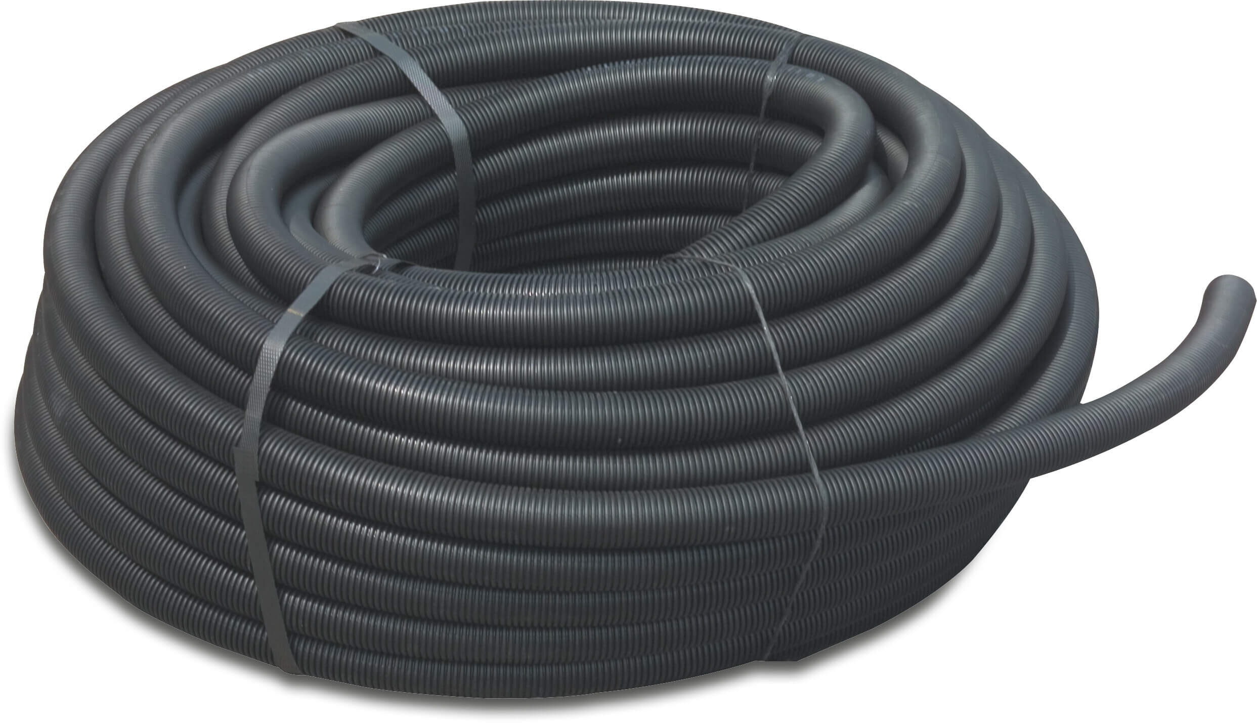 Fleksibelt indføringsrør PVC-U 16 mm x 3 mm glat sort 50m