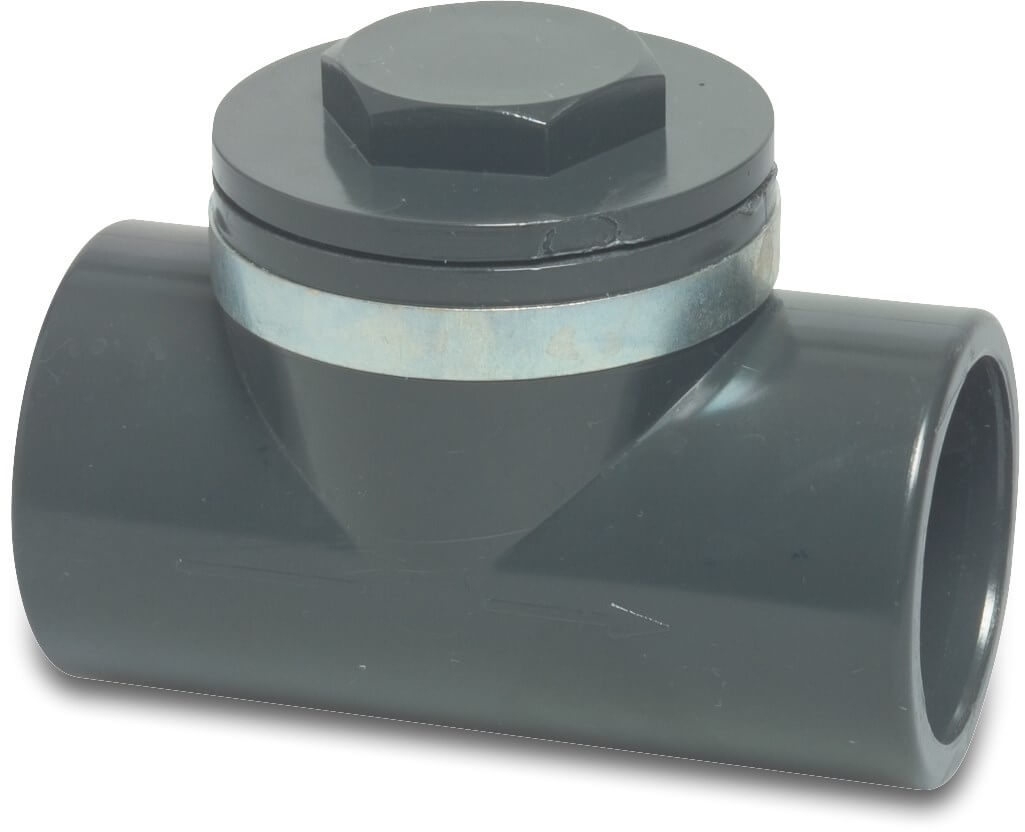 Terugslagklep PVC-U 32 mm lijmmof 10bar grijs type CARF L1