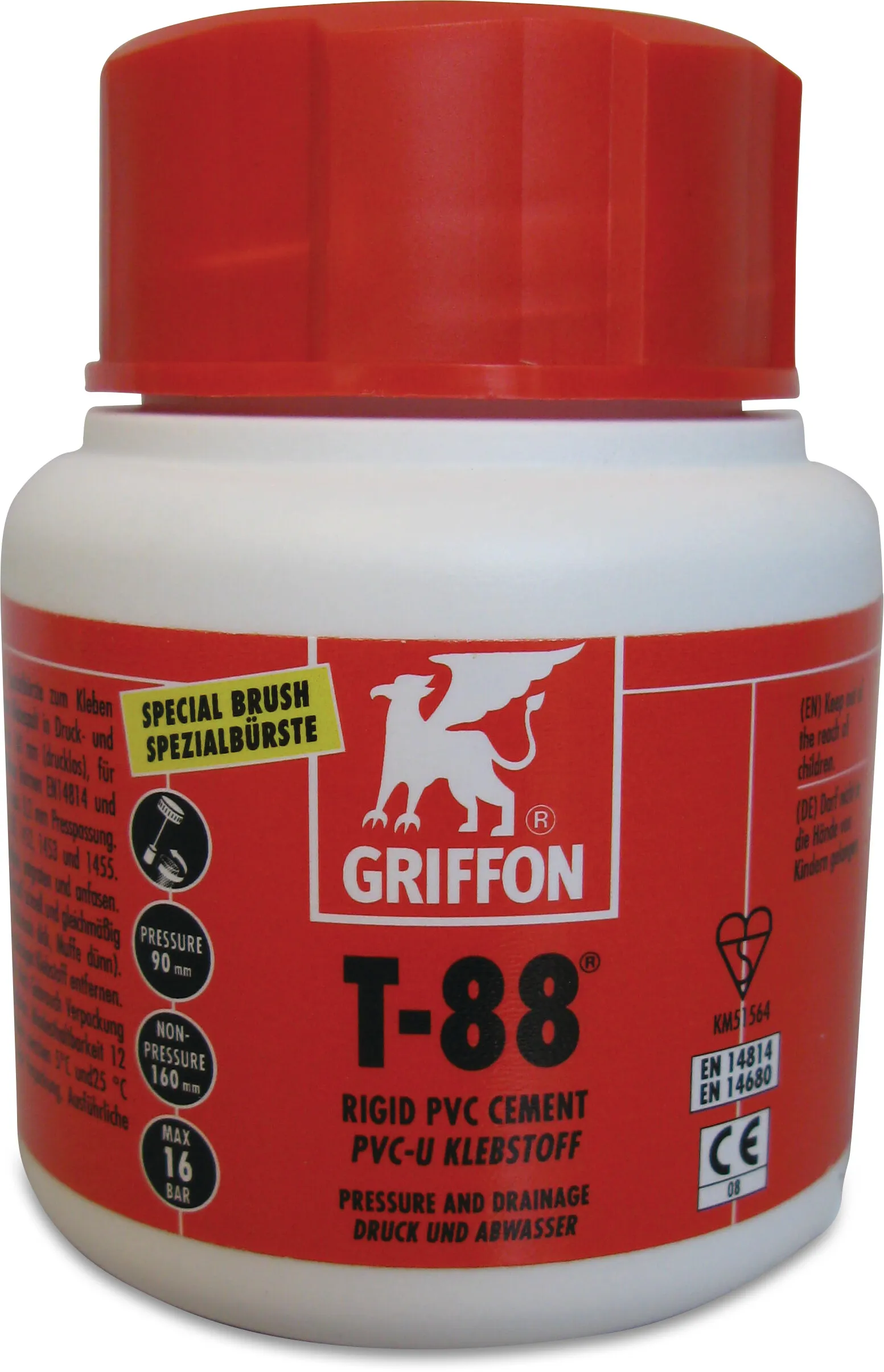 Griffon PVC glue 0,5ltr with brush KIWA type T-88 label NL/FR