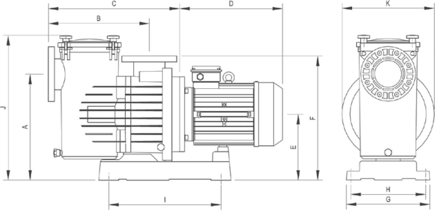 DAB Hochleistungs-Zentrifugal-Poolpumpe PP glasfaserverstärkt DN100 DIN Flansch 6.9A 400VAC Schwarz Typ Europro 400T