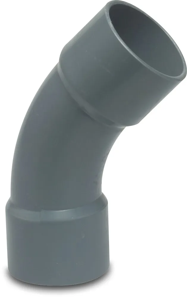 Profec Long bend 45° PVC-U 225 mm glue socket 10bar grey type made from tubing