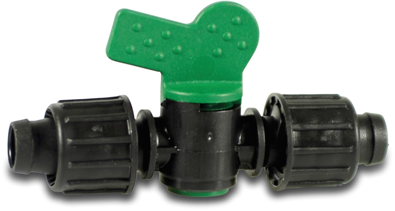 Plug valve PP 16 mm tape black/green