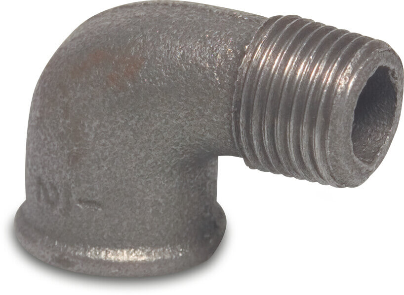 Profec Nr. 92 Elbow 90° cast iron black 1 1/4" female thread x male thread 25bar DVGW