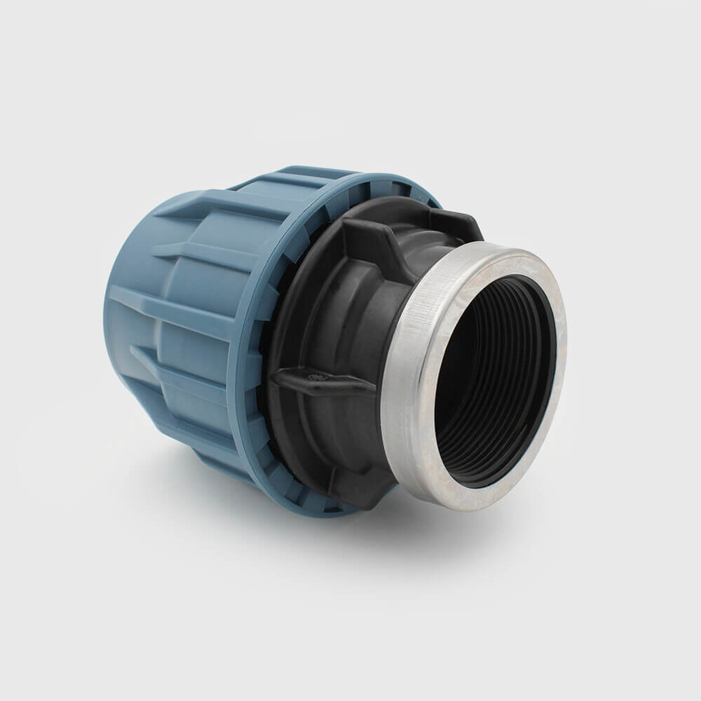Unidelta Adaptor socket PP 16 mm x 3/4" compression x female thread 16bar black/blue DVGW/KIWA/WRAS