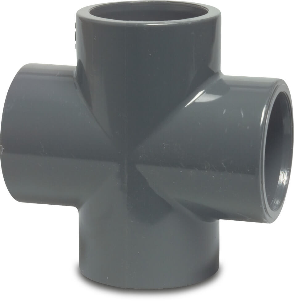 Profec Cross-piece PVC-U 63 mm glue socket 16bar grey