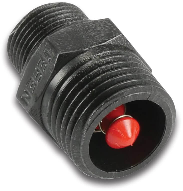Tefen Drain valve plastic 1/2" male thread 14bar black