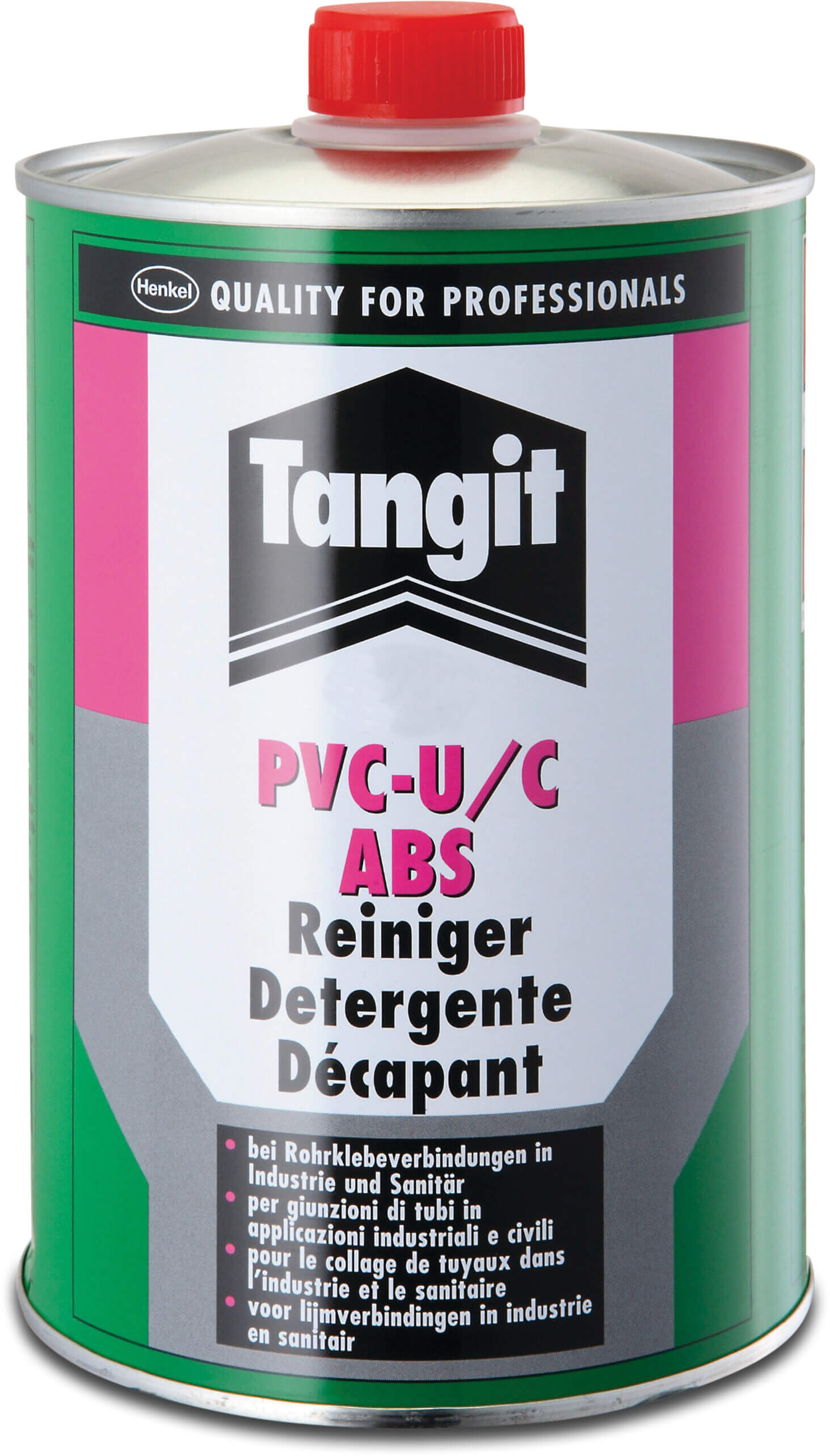 Tangit Reiniger 1ltr type PVC-U/C ABS Label EN/DE/NL/FR/IT