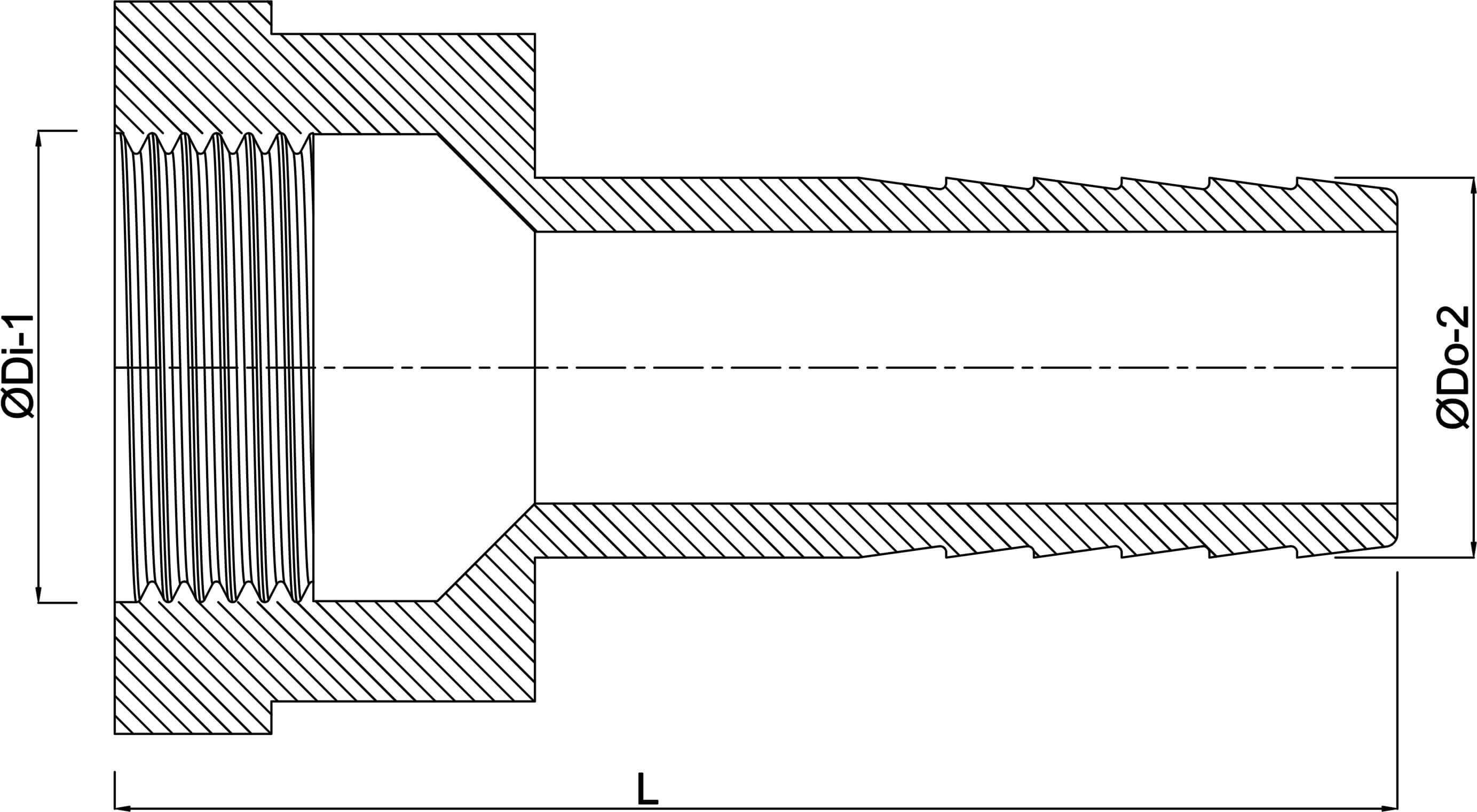 Profec Slangtule RVS 316 1 1/2" x 38 mm binnendraad x slangtule 50bar