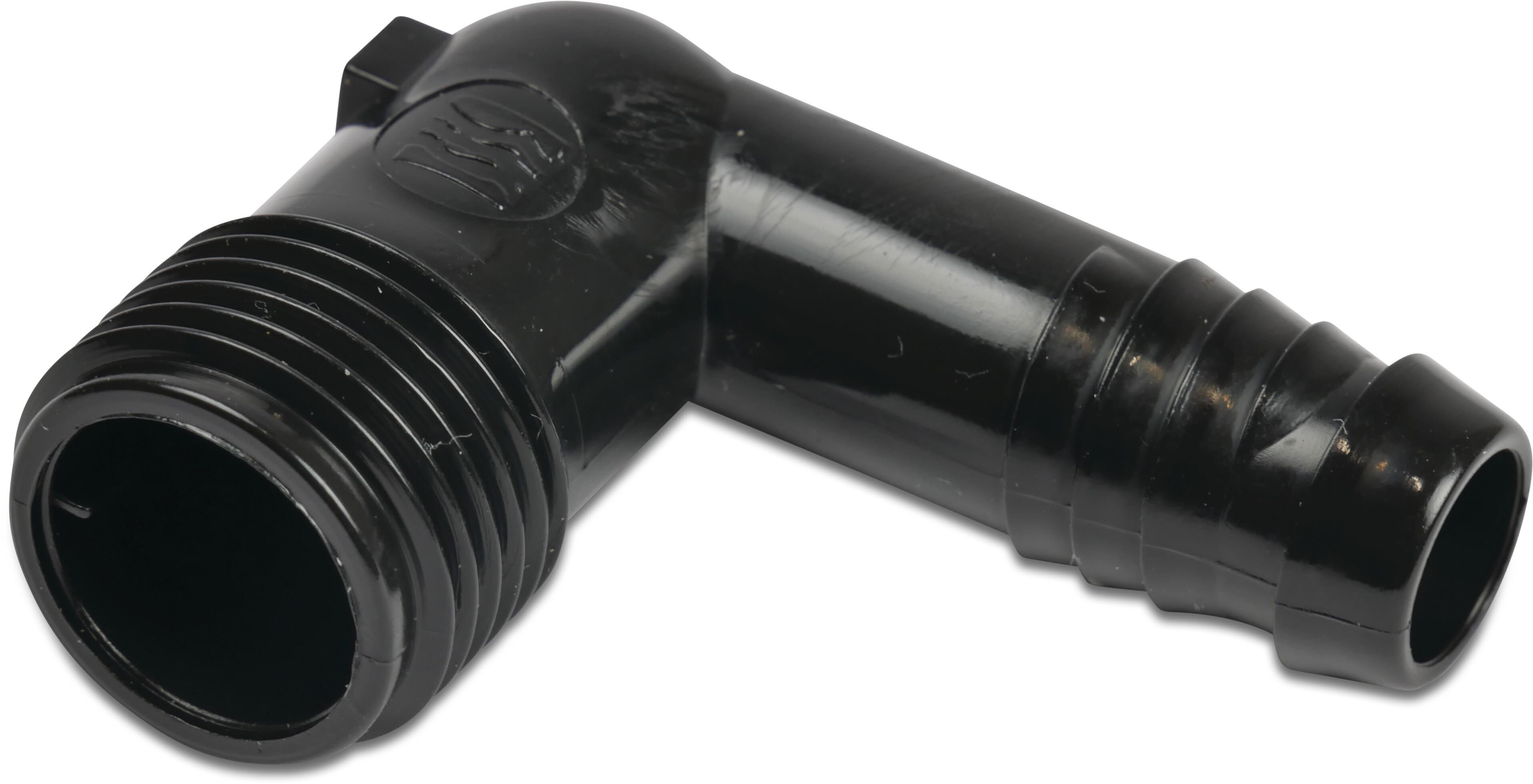 Azud Elbow 90° acetal 1/2" x 17,5 mm male thread x barbed 5,5bar black