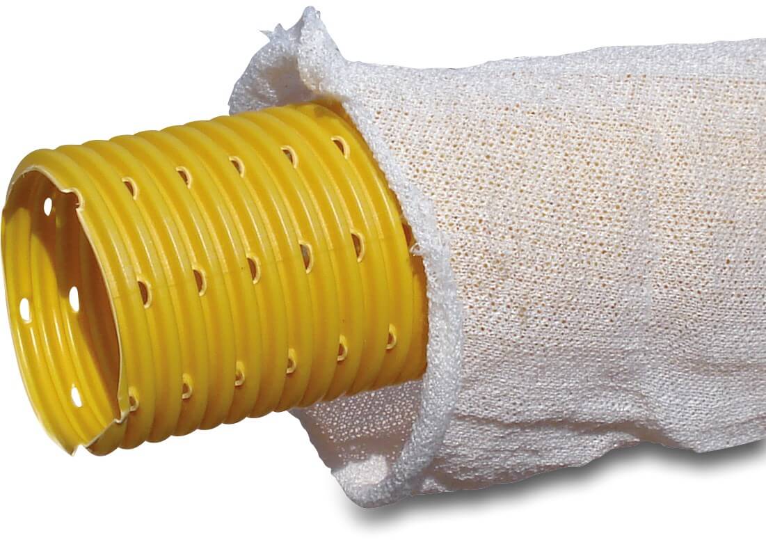 Drænrør PVC-U 50 mm klikmuffe x glat gul 100m type perforeret