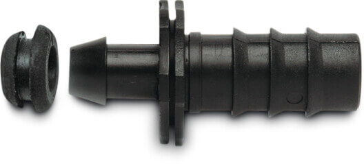 Straight connector PP 15 mm x 16 mm push-in x barbed black type with rubber