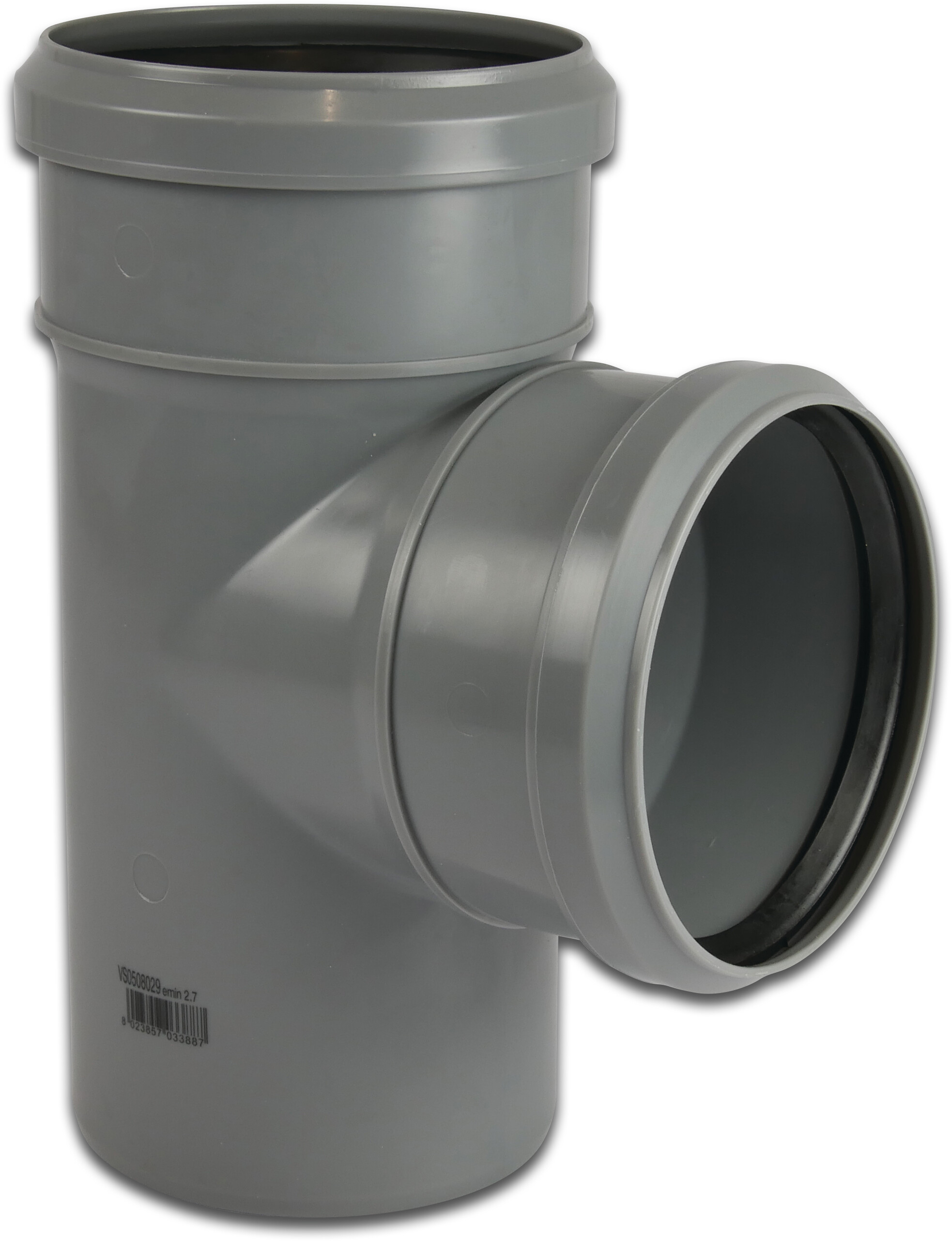 Abzweig 87° PP 50 mm Steckmuffe x Steckmuffe x Stutzen Grau L1