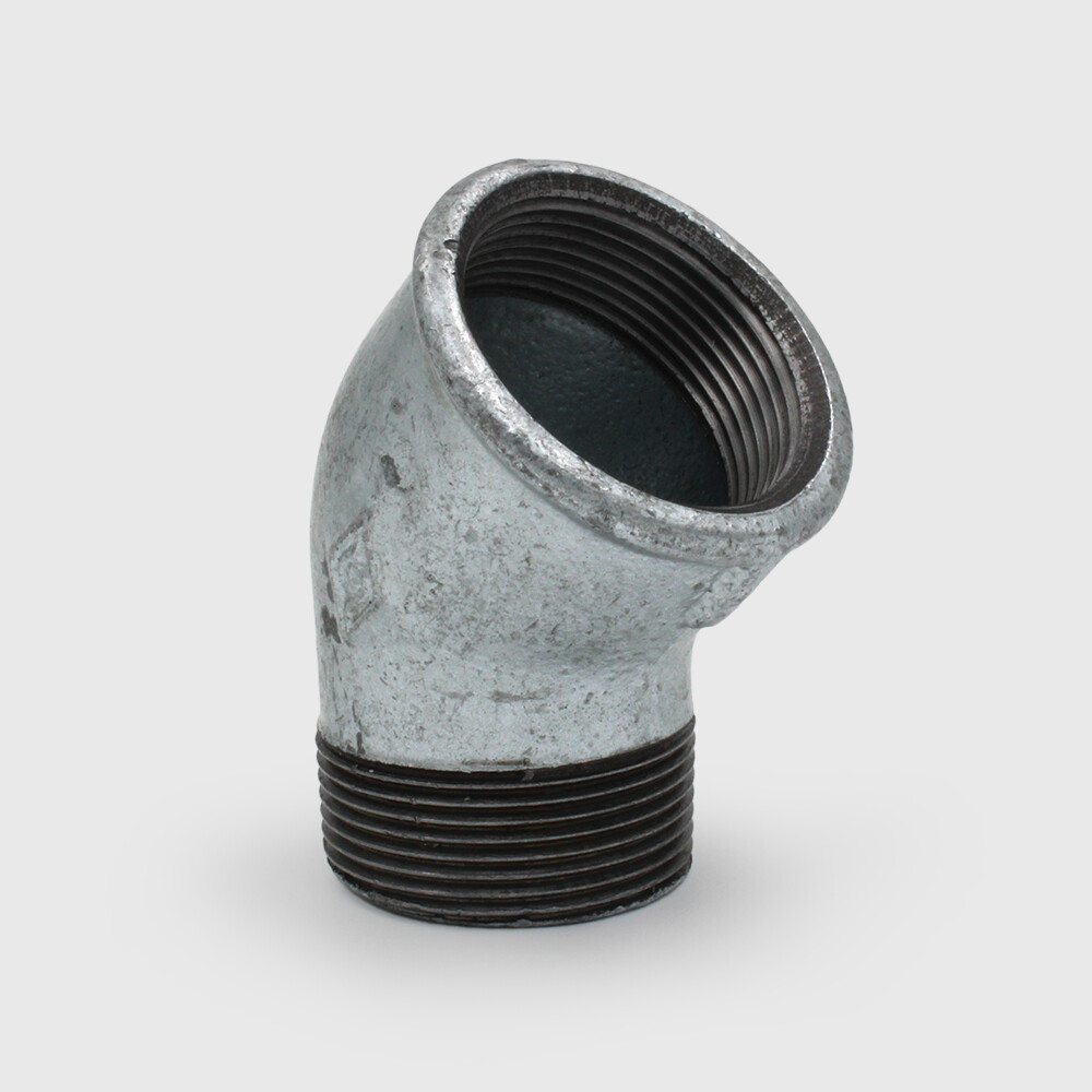 Profec Nr. 121 Elbow 45° cast iron galvanised 3/8" female thread x male thread 25bar DVGW
