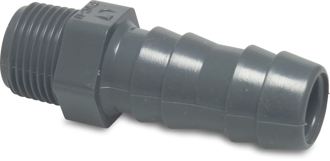 Slangtule PVC-U 3/8" x 16 mm buitendraad x slangtule 10bar grijs P1