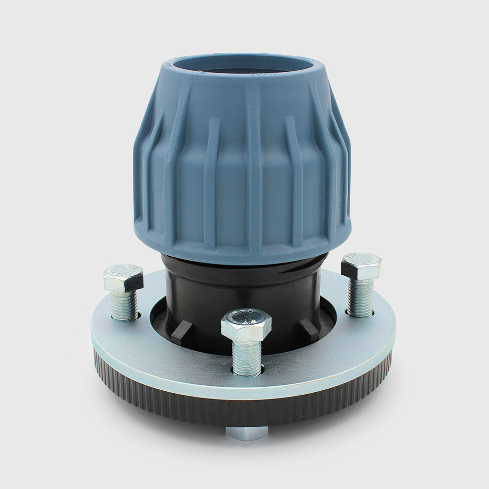 Jason Adaptateur à bride PP DN65 x 3" x 75 mm bride DIN x à serrer 16bar DN65 noir/bleu PN16 DVGW/KIWA/WRAS/SVGW type EZ