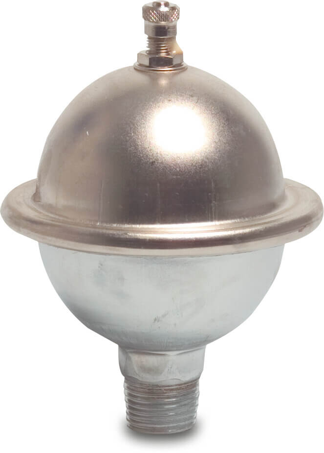 Water hammer arrestor steel nickel plated 1/2" male thread 10bar type Sphere