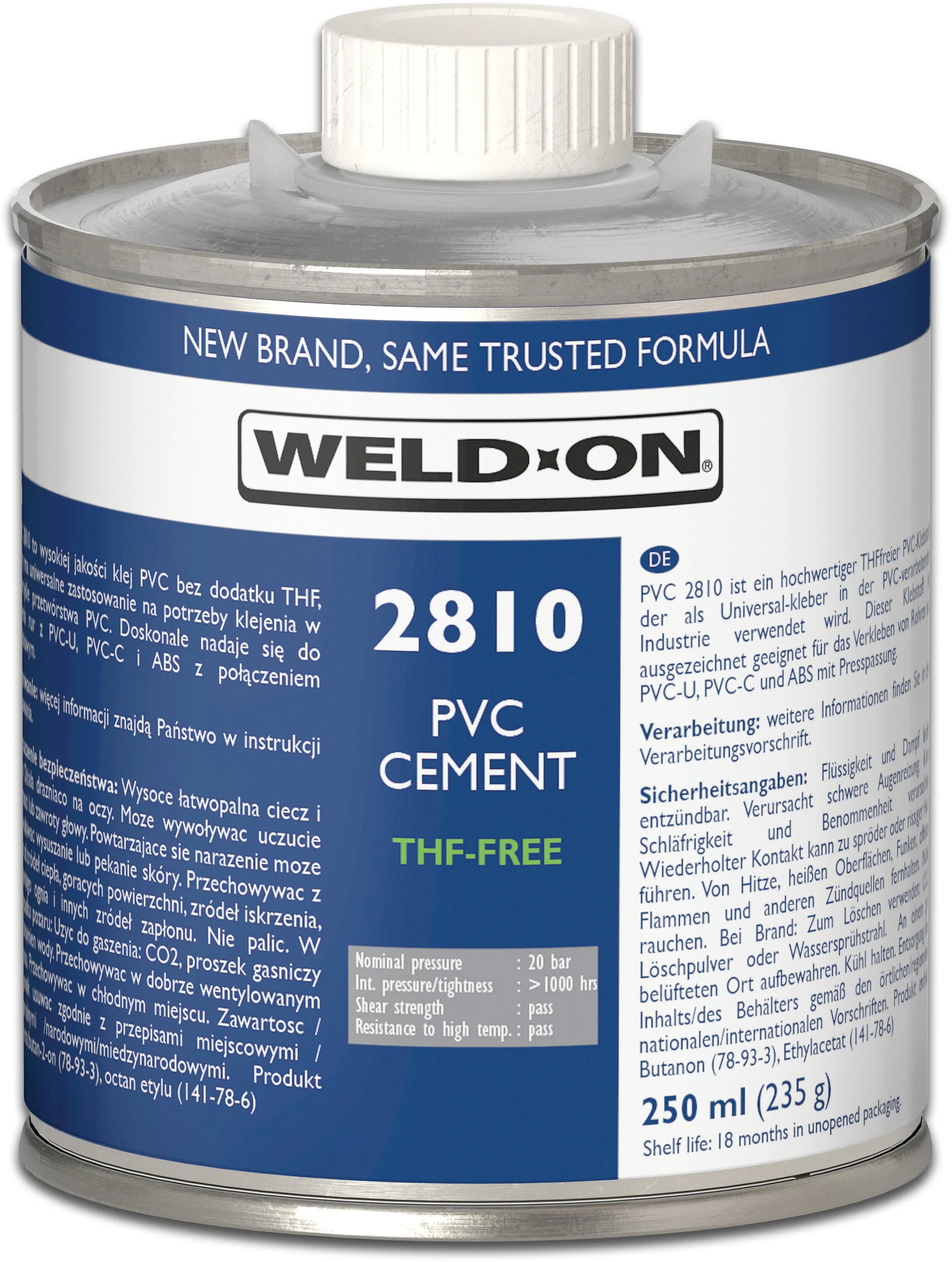 Weld-On PVC-lim 5L utan borste type Saba 2810 PVC etikett EN/DE/NL/PL