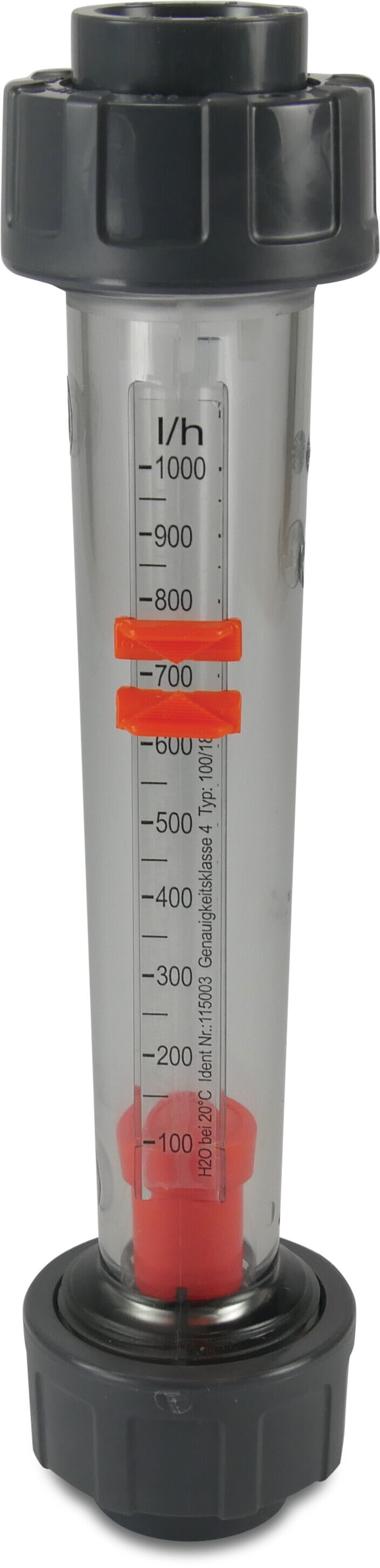 Flow meter PVC-U DN15 x 20 mm x 20 mm glue socket 10bar 15 25-250 l/h