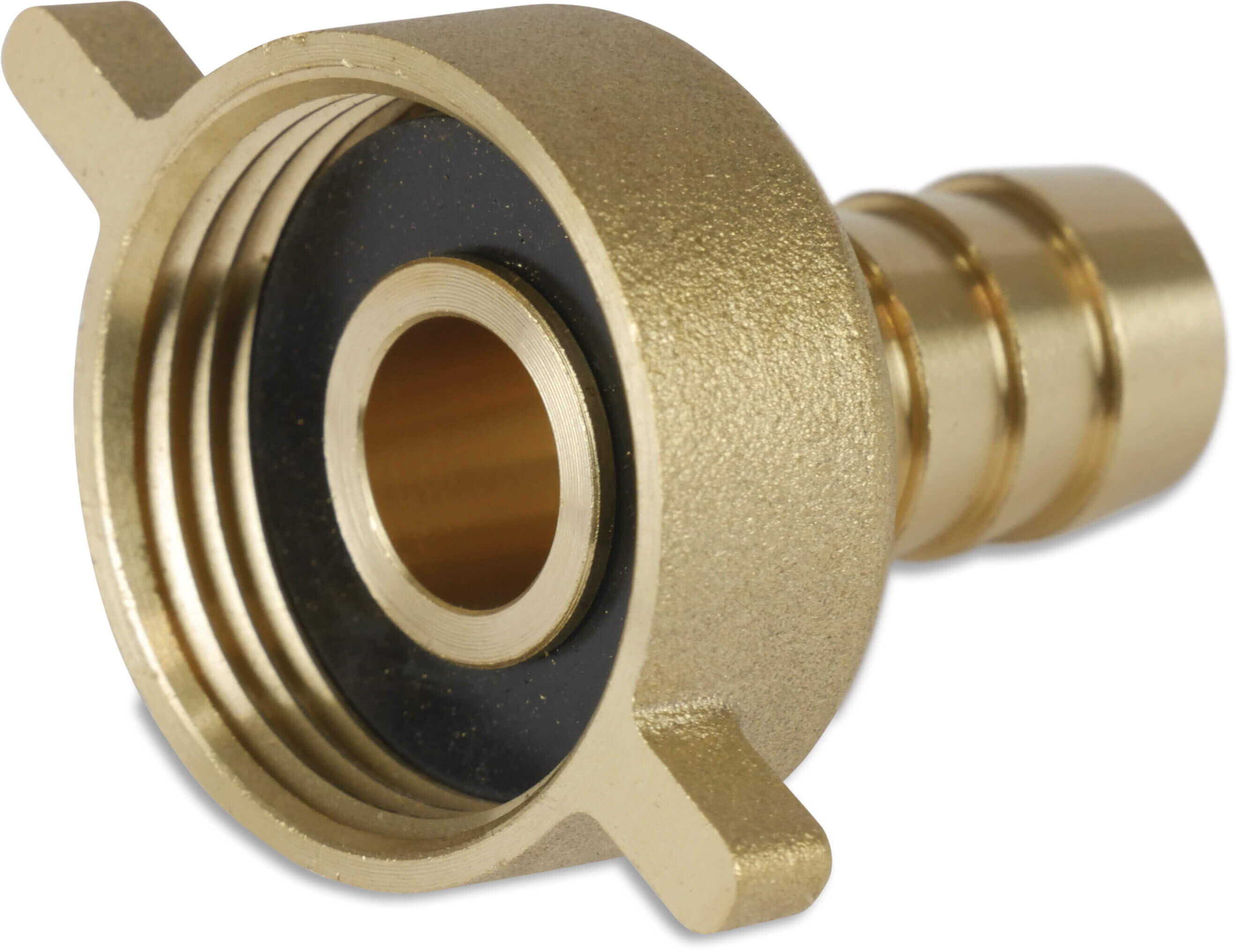 Profec Hose tail 2/3 union adaptor brass 1/2" x 13 mm female threaded nut x hose tail type flat seal