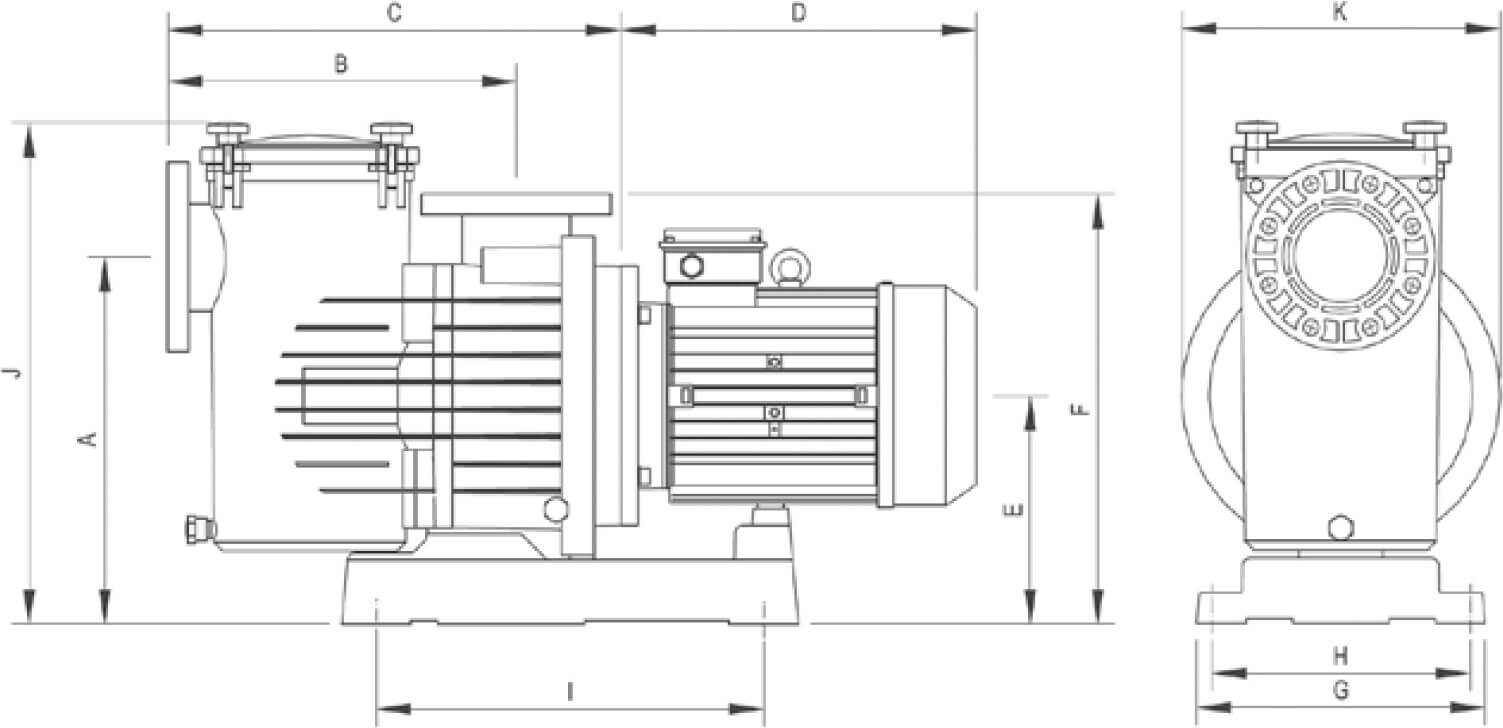 DAB Hochleistungs-Zentrifugal-Poolpumpe PP glasfaserverstärkt DN100 DIN Flansch 8.8A 400VAC Schwarz Typ Europro 550T