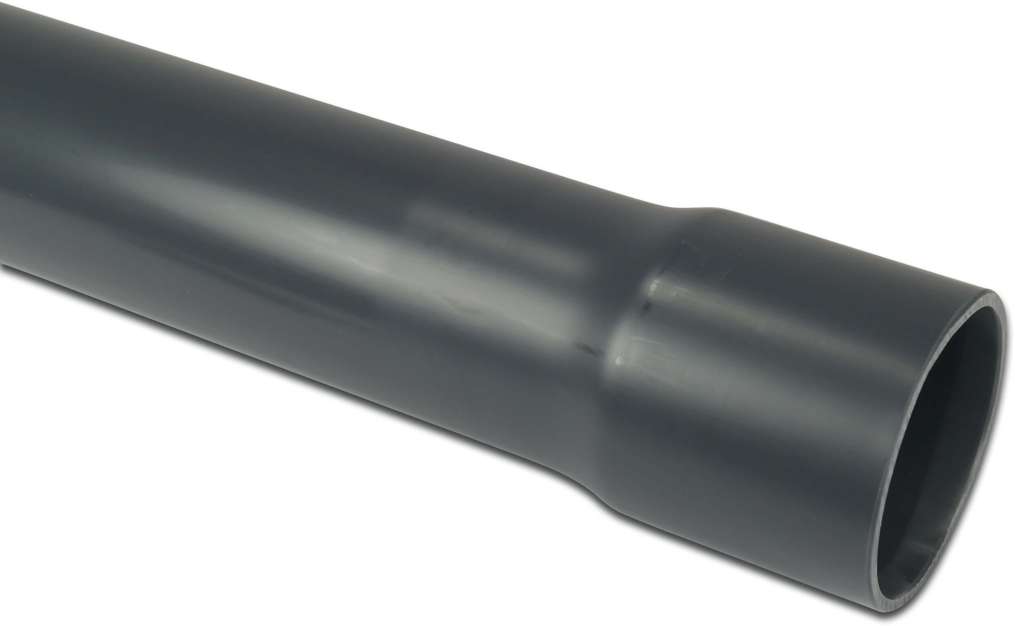 Pressure pipe PVC-U 110 mm x 6,6 mm glue socket x plain 16bar ISO-PN16 grey 5m