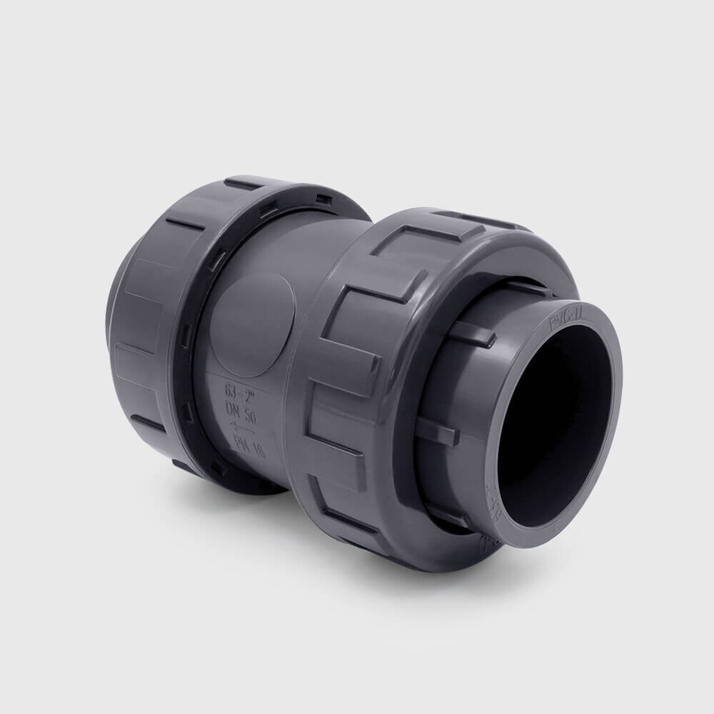 Ball check valve double union PVC-U 1/2" imperial glue socket type EPDM