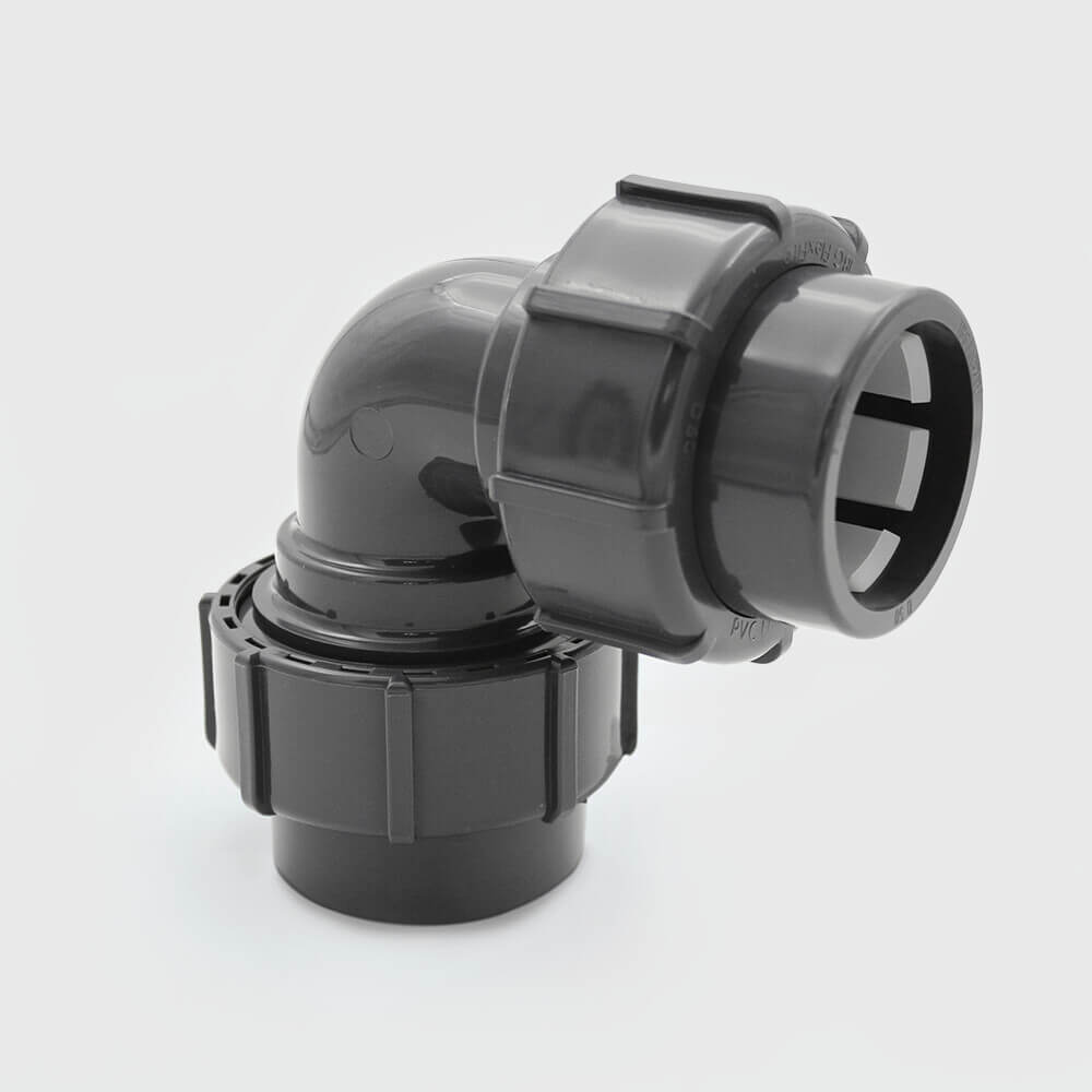 Elbow 90° PVC-U 63 mm compression 4bar grey