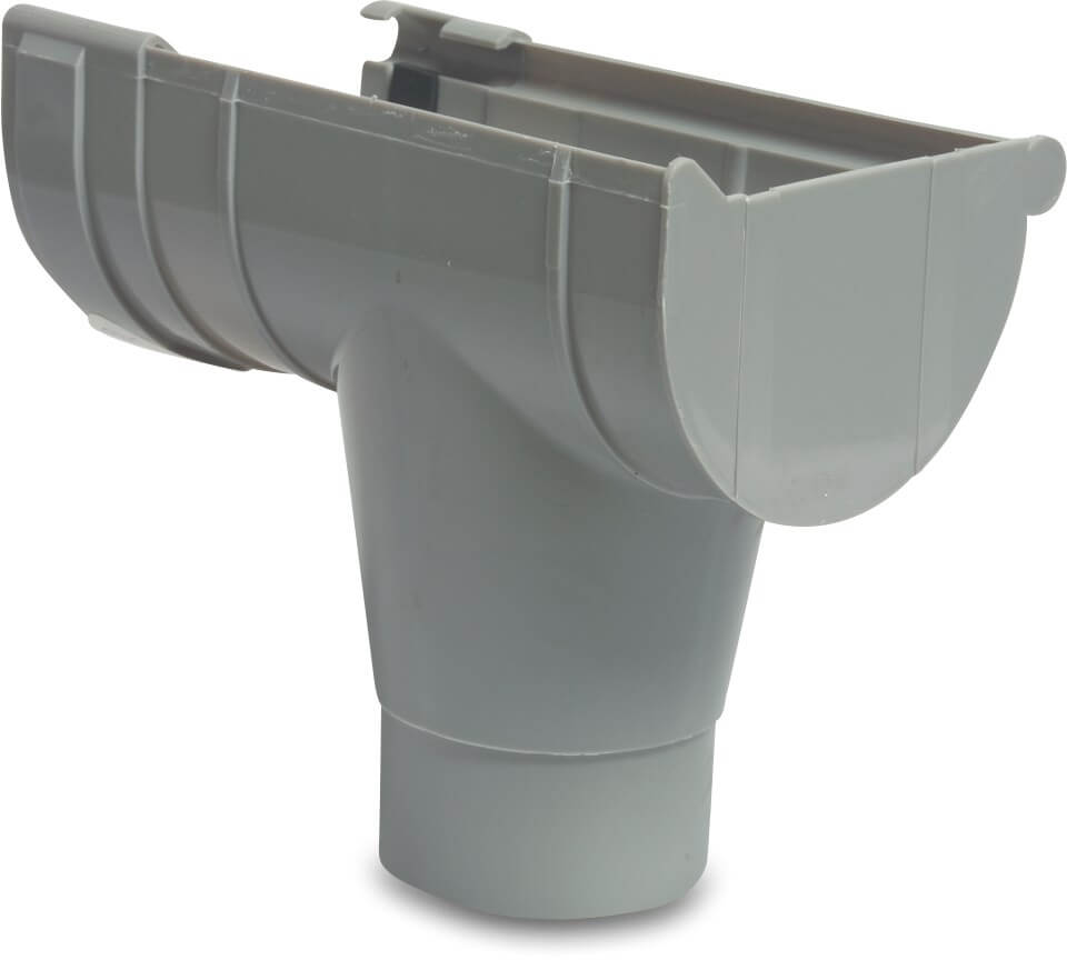Gutter end piece PVC-U 125 mm x 80 mm ring seal x insert (in pipe) grey type left