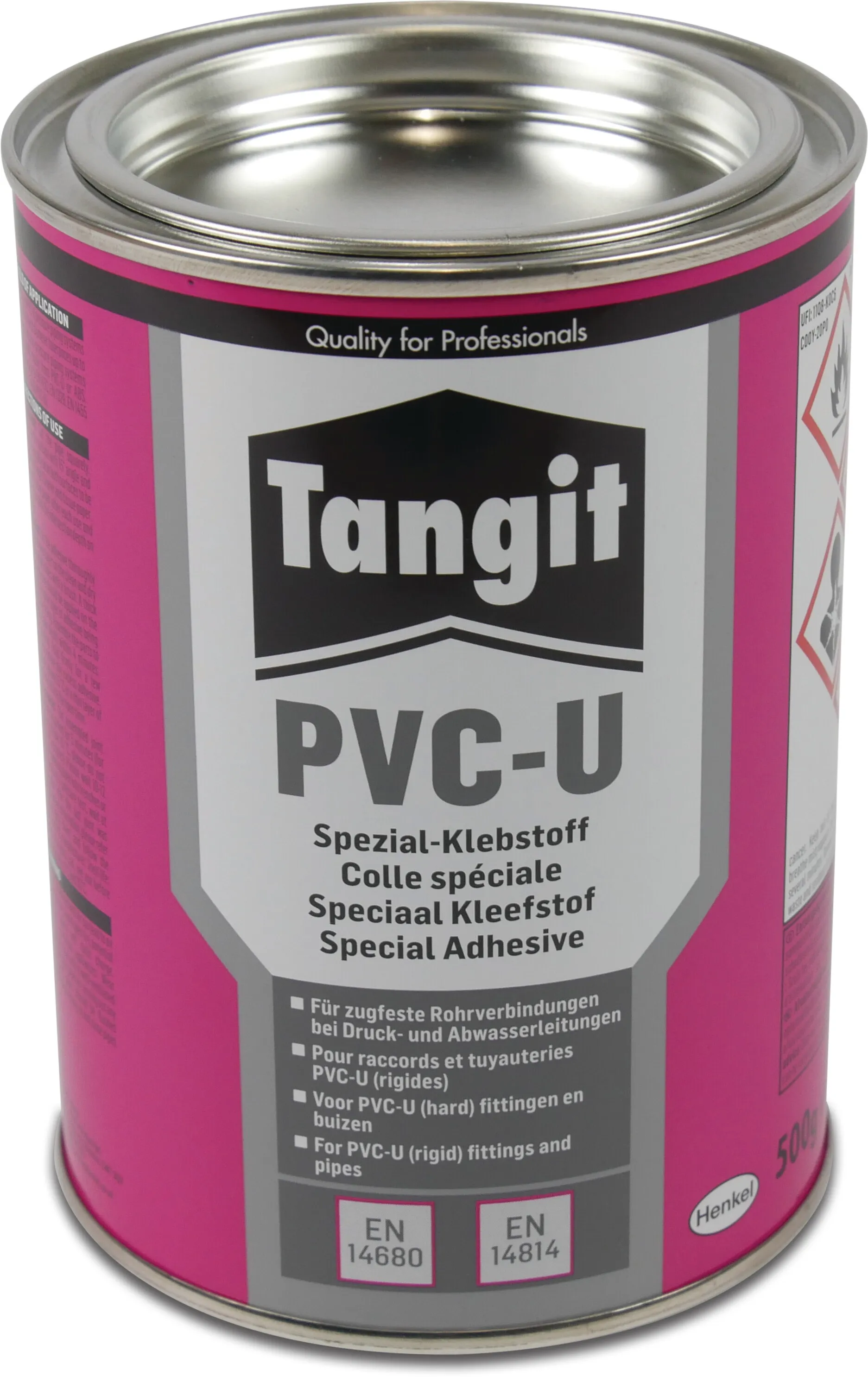 Tangit PVC lim 500g uden pensel KIWA type All Pressure label EN/DE/NL/FR