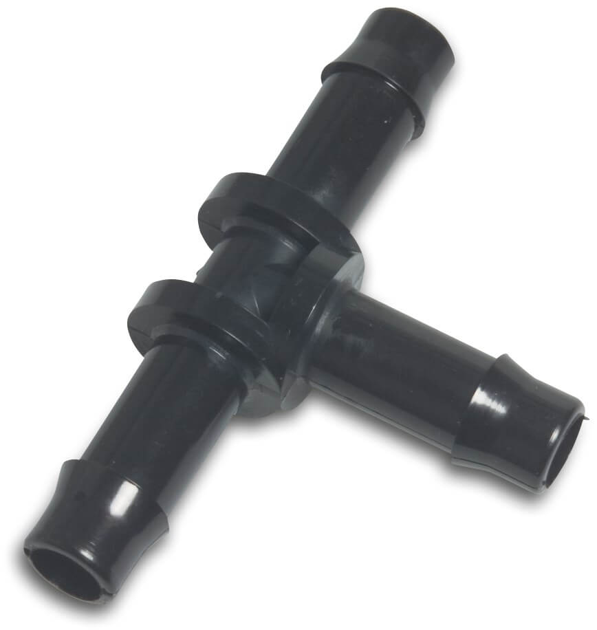 Barbed T-piece 90° PA (nylon) 6 mm hose tail 10bar black type WF