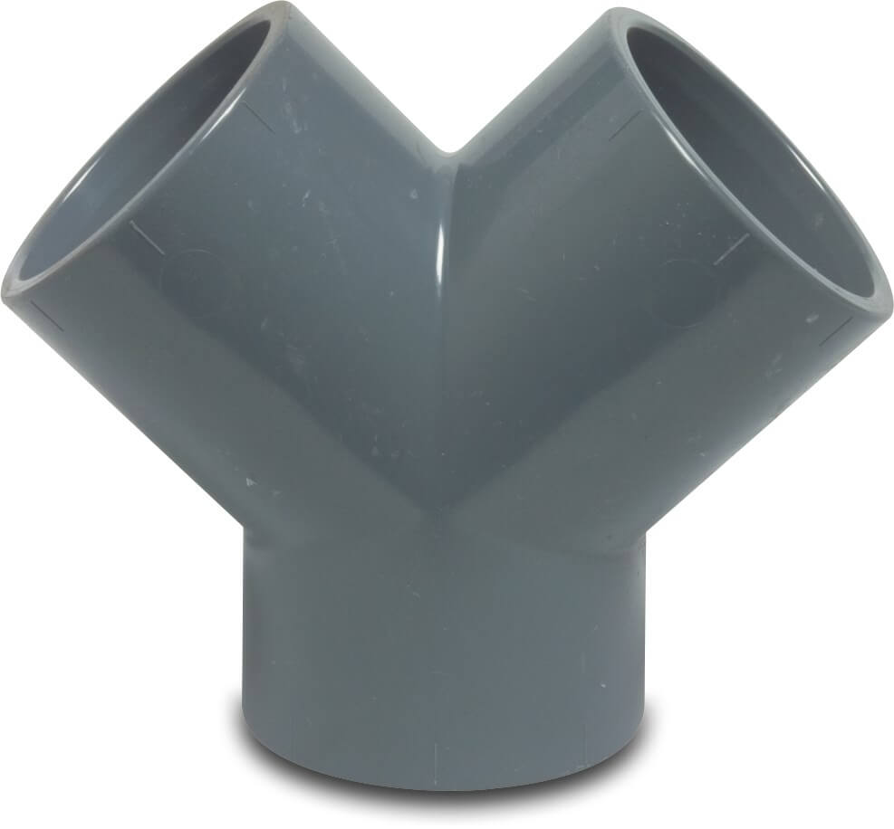 Profec Y-piece PVC-U 75 mm glue socket 10bar grey