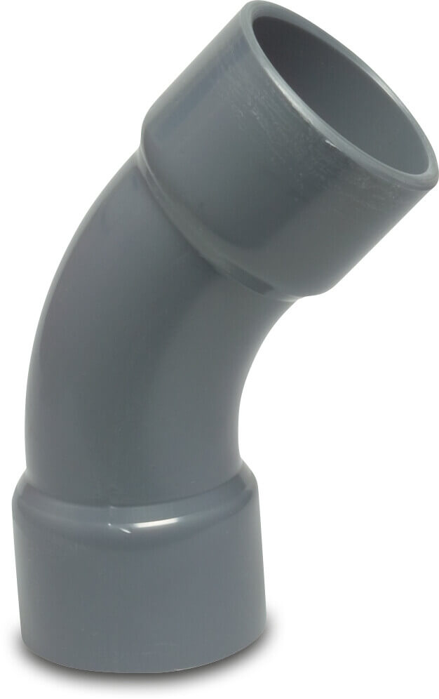 Profec Long bend 45° PVC-U 32 mm glue socket 16bar grey type made from tubing