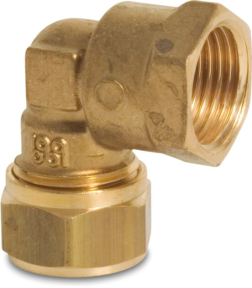Bonfix Adaptor elbow 90° brass 12 mm x 3/8" compression x female thread KIWA/GASTEC