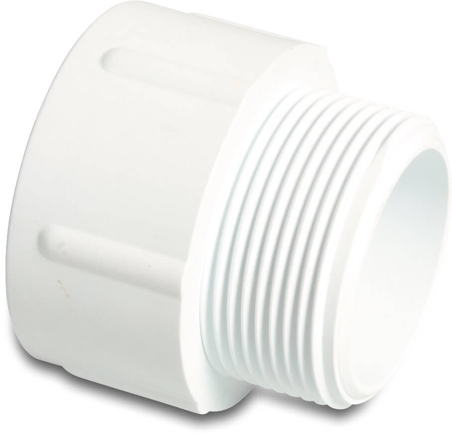 Adaptor bush PVC-U 1 1/2" x 1 1/2" imperial glue socket x male thread 10bar white