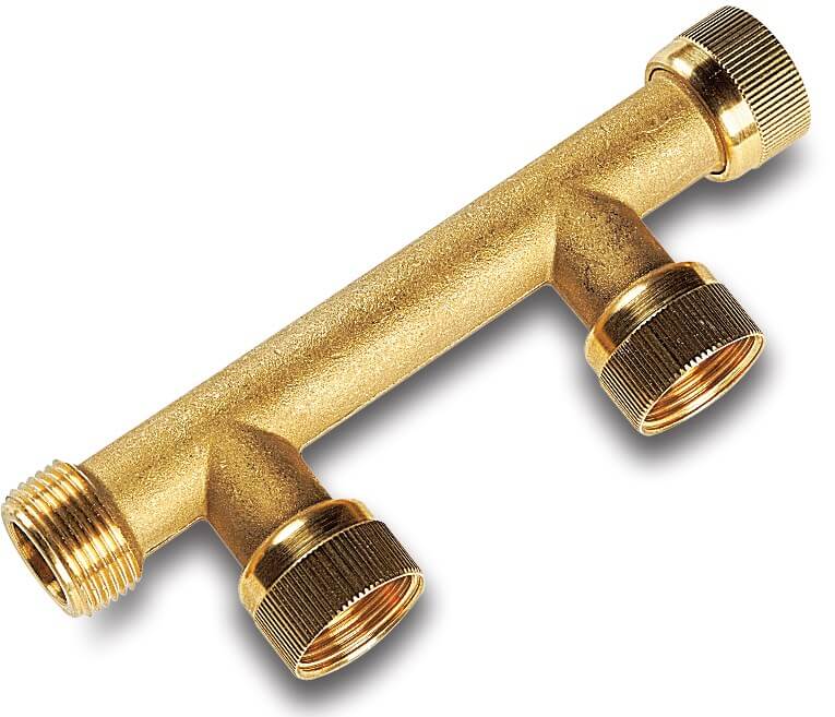 Swivel manifold brass 1" female thread x male thread type with O-ring for 2 valves