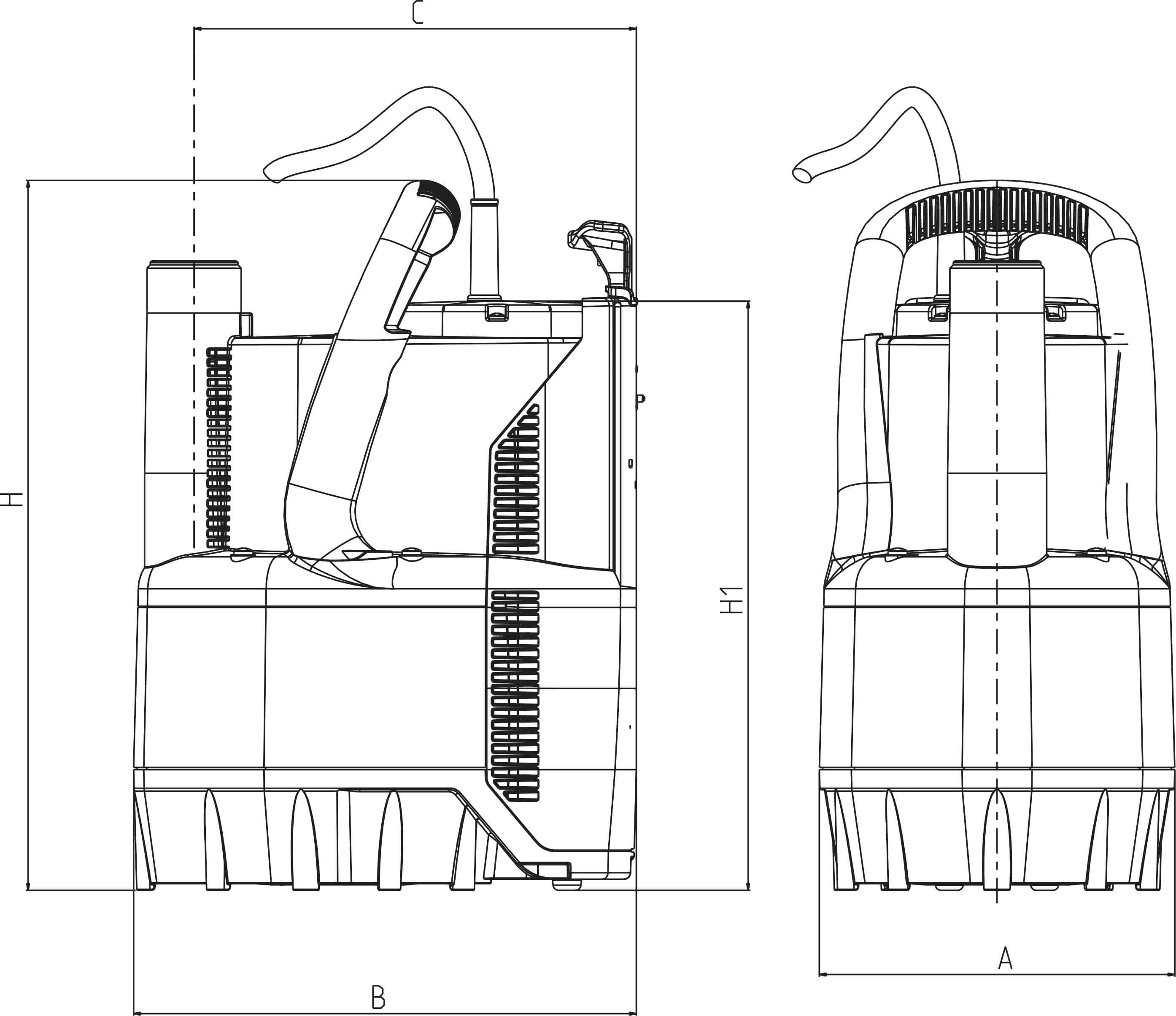 DAB Submersible pump reinforced plastic 1 1/4" male thread 1,3A 230VAC green/black type Verty Nova 200M with float switch
